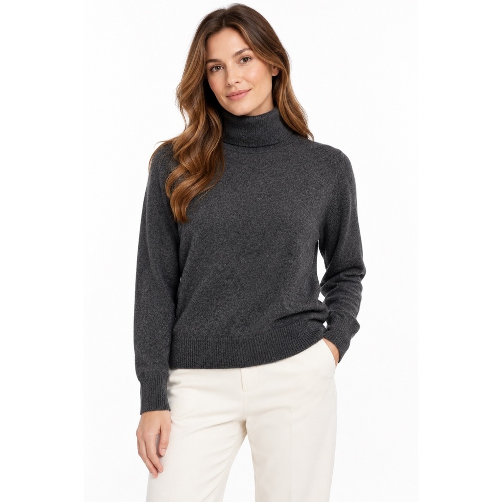 C By Bloomingdale's 2 Ply Cashmere Turtleneck Sweater Women S Gray Quiet Luxury